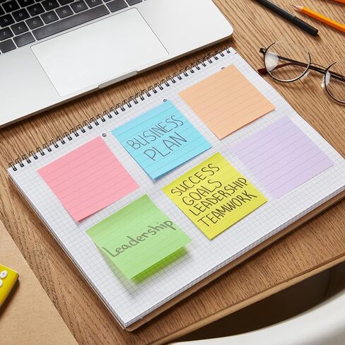 6 وسادات من الملاحظات اللاصقة المبطنة بالباستيل مقاس 3 × 3 بوصة، سهلة نشر الملاحظات اللاصقة مع الخطوط، ملاحظات لاصقة الأكورديون 80 ورقة/وسادة (باستيل) in Kuwait