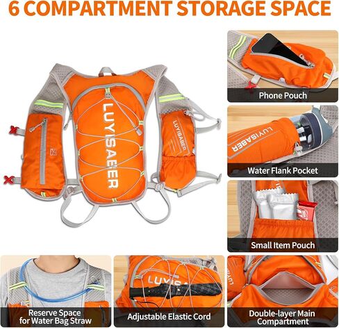 حقيبة ظهر Desoto Hydration Pack، حقائب ظهر للجري، سترة جري خفيفة الوزن للجري والمشي لمسافات طويلة وركوب الدراجات والتسلق والتخييم وركوب الدراجات in Kuwait