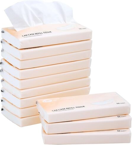 Car Tissue Refills 300 Sheets Facial Tissues Refills for Car Visor Tissue Holder, Travel Tissue Tubes Box Container Perfect Fit for Car Tissues Cylinder in Kuwait
