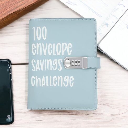 100 Envelopes Money Saving Challenge Book with Upgraded Combination Lock, Savings Challenges Book with Cash Envelopes That is Easy, Fun and Safe Way to Save $5,050 (Black) in Saudi Arabia