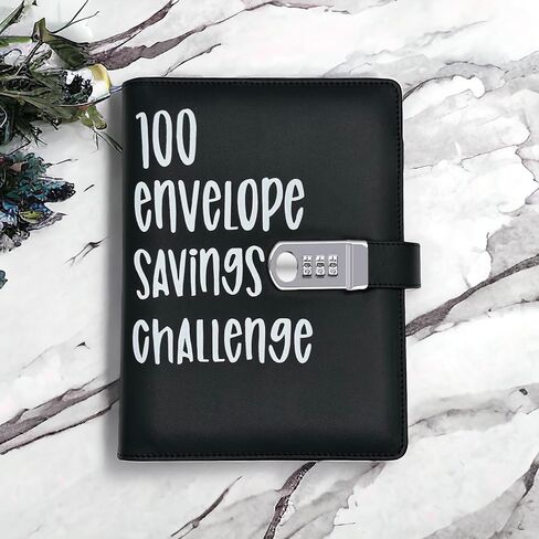 100 Envelopes Money Saving Challenge Book with Upgraded Combination Lock, Savings Challenges Book with Cash Envelopes That is Easy, Fun and Safe Way to Save $5,050 (Black) in Saudi Arabia