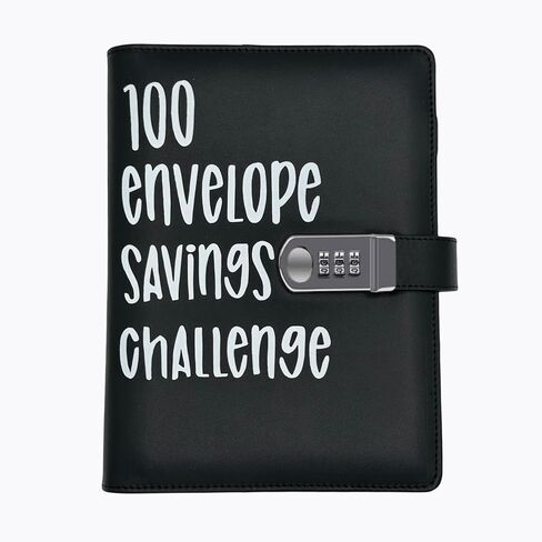 100 Envelopes Money Saving Challenge Book with Upgraded Combination Lock, Savings Challenges Book with Cash Envelopes That is Easy, Fun and Safe Way to Save $5,050 (Black) in Saudi Arabia