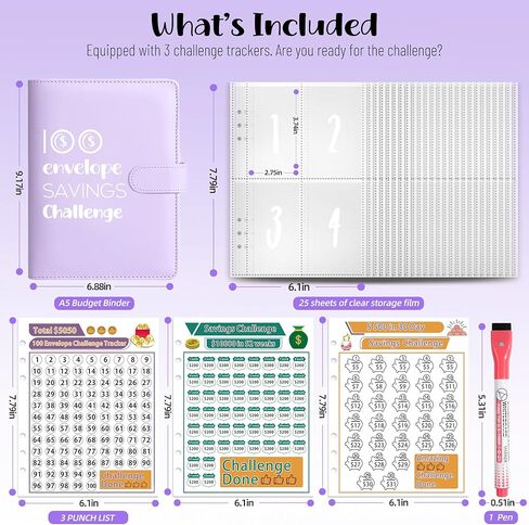 100 Envelopes Money Saving Challenge, A5 Savings Challenges Book Budget Binder with Cash Envelopes Erasable Tracker, Easy and Fun Way to Save $500 $5050 $10000 (Green) in Kuwait