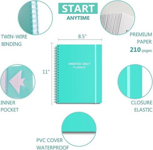 Undated Daily Planner - Undated Planner with Hourly Schedules, Action Items and Follow-up, A4 Daily Organizer Notebook to Increase Productivity, Appointment Book for Time Management, 8.5 × 11 Inch in Saudi Arabia