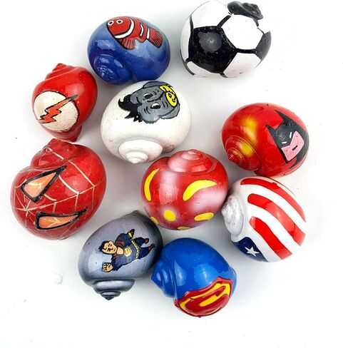 Heyiwell 10PC Assorted Painted Animal Pattern Decorative Shells for Nautical Home Decor Accent and DIY Shells Crafts Approx 2" Inch in Saudi Arabia