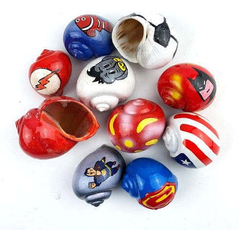 Heyiwell 10PC Assorted Painted Animal Pattern Decorative Shells for Nautical Home Decor Accent and DIY Shells Crafts Approx 2" Inch in Saudi Arabia