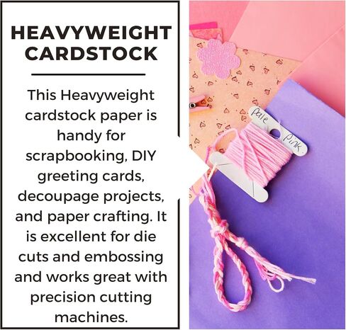 PA Paper Accents Heavyweight Smooth Cardstock 8.5" x 11" Purple Heart, 100lb colored cardstock paper for card making, scrapbooking, printing, quilling and crafts, 25 piece pack in Saudi Arabia