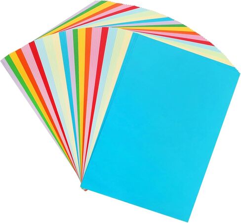 50 ورقة من ورق البطاقات اللامع، ورق حرفي لامع لامع مقاس A4 مقاس 11.7 × 8.3 بوصة، ورق لامع متنوع 10 ألوان لمشروع DIY، والديكور، ولفائف الهدايا 250 جرامًا في المتر المربع in Kuwait