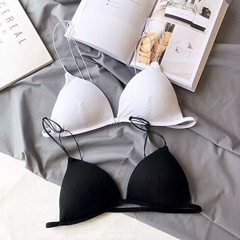 Bralette for Women Girls Teens Low Support Triangle V Neck Bra A-B Cups Strappy Training Bra Padded Wire Free in Saudi Arabia
