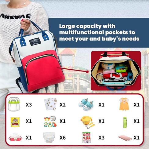 CRAWL Diaper Backpack, Bag, Waterproof Backpack, Baby Girl, Baby Boy, Back Pack, Newborn, Red, Blue, Pink, Multicolored, Backpack (Multicolored) in Saudi Arabia