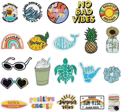 Yolev 20 Pieces Iron On Patches and Cool Outdoors Iron On Patches Hippie Retro Embroidered Patches for Backpacks, Jeans, Jackets and Clothes DIY Craft in Kuwait