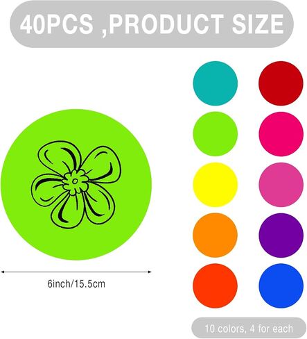 HOXHA 40Pcs 6 Inch Dry Erase Dots Circles, 10 Colors Removable Line Up Spots Set for Classroom Floor, Office, Home Table & Desk in Saudi Arabia
