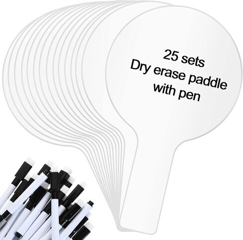 25 Sets 5x9 Inch Answer Dry Erase Paddles and 25 Black Marker Set Handheld Small Dry Erase Board Double Sided Auction Paddles Handheld Whiteboard for Classroom Voting Answering Auction Bidding in Saudi Arabia