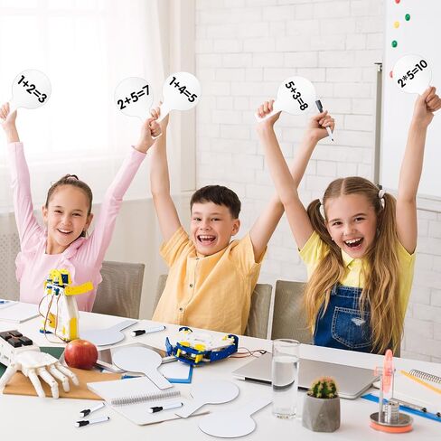 25 Sets 5x9 Inch Answer Dry Erase Paddles and 25 Black Marker Set Handheld Small Dry Erase Board Double Sided Auction Paddles Handheld Whiteboard for Classroom Voting Answering Auction Bidding in Saudi Arabia