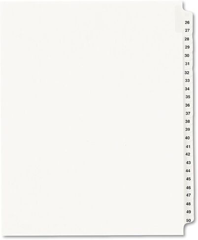 Avery 01331 Avery-Style Legal Exhibit Side Tab Divider، العنوان: 26-50، Letter، أبيض in Saudi Arabia