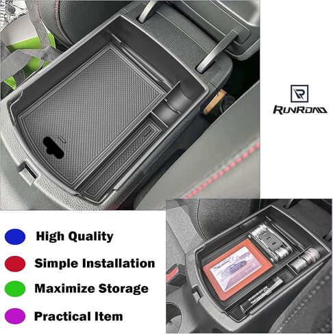 Center Console Organizer Compatible with Kia Soul 2020 2021 2022 2023 2024 2025 Accessories, Armrest Insert Tray Secondary Storage Coin Holder, Black in Saudi Arabia