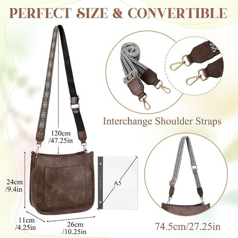 RAVUO Crossbody Bags for Women, Vegan Leather Shoulder Purse Fashion Hobo Handbags with 2 Adjustable Straps in Saudi Arabia
