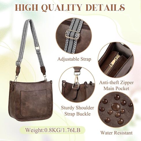 RAVUO Crossbody Bags for Women, Vegan Leather Shoulder Purse Fashion Hobo Handbags with 2 Adjustable Straps in Saudi Arabia
