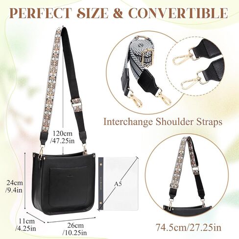 RAVUO Crossbody Bags for Women, Vegan Leather Shoulder Purse Fashion Hobo Handbags with 2 Adjustable Straps in Kuwait