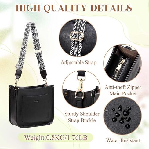 RAVUO Crossbody Bags for Women, Vegan Leather Shoulder Purse Fashion Hobo Handbags with 2 Adjustable Straps in Kuwait