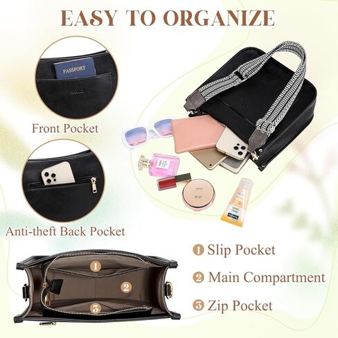 RAVUO Crossbody Bags for Women, Vegan Leather Shoulder Purse Fashion Hobo Handbags with 2 Adjustable Straps in Kuwait