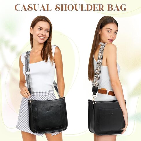 RAVUO Crossbody Bags for Women, Vegan Leather Shoulder Purse Fashion Hobo Handbags with 2 Adjustable Straps in Kuwait