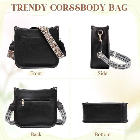 RAVUO Crossbody Bags for Women, Vegan Leather Shoulder Purse Fashion Hobo Handbags with 2 Adjustable Straps in Kuwait