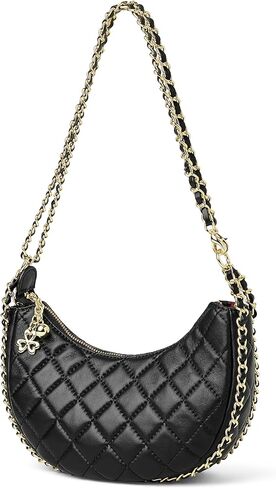 دوريس آند جاكي محفظة كتف مبطنة للنساء من جلد الخراف الناعم تحت الإبط حقيبة كروس هوبو مع حزام سلسلة in Kuwait