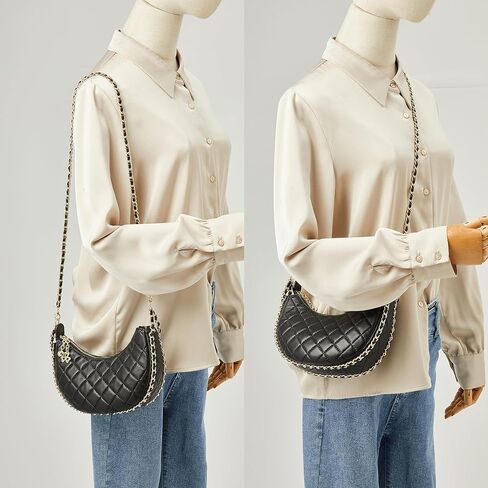 دوريس آند جاكي محفظة كتف مبطنة للنساء من جلد الخراف الناعم تحت الإبط حقيبة كروس هوبو مع حزام سلسلة in Kuwait