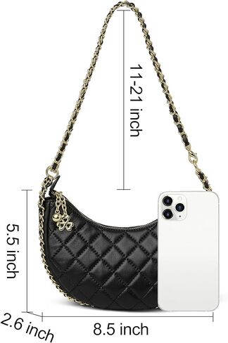 دوريس آند جاكي محفظة كتف مبطنة للنساء من جلد الخراف الناعم تحت الإبط حقيبة كروس هوبو مع حزام سلسلة in Kuwait