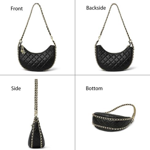 دوريس آند جاكي محفظة كتف مبطنة للنساء من جلد الخراف الناعم تحت الإبط حقيبة كروس هوبو مع حزام سلسلة in Kuwait