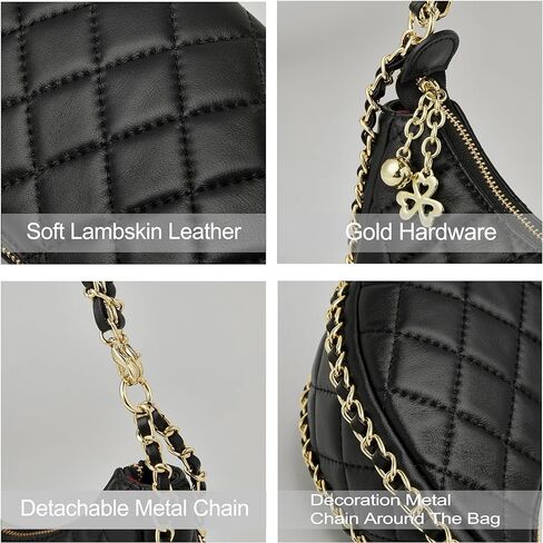 دوريس آند جاكي محفظة كتف مبطنة للنساء من جلد الخراف الناعم تحت الإبط حقيبة كروس هوبو مع حزام سلسلة in Kuwait