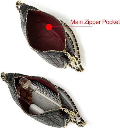 دوريس آند جاكي محفظة كتف مبطنة للنساء من جلد الخراف الناعم تحت الإبط حقيبة كروس هوبو مع حزام سلسلة in Kuwait