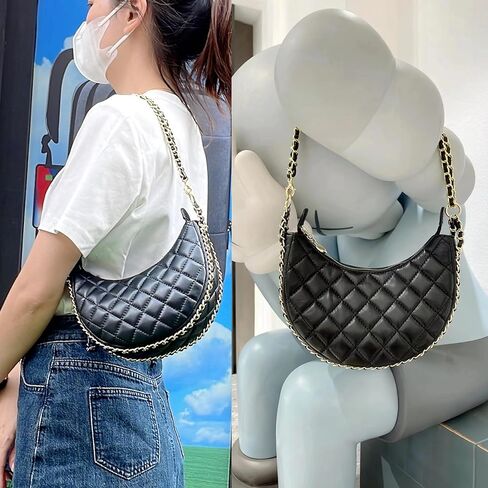 دوريس آند جاكي محفظة كتف مبطنة للنساء من جلد الخراف الناعم تحت الإبط حقيبة كروس هوبو مع حزام سلسلة in Kuwait