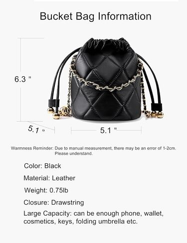 Quilted Bucket Bag for Women Small Leather Drawstring Crossbody Purse Shoulder Handbags Hobo Bags Drawstring Strap in Saudi Arabia