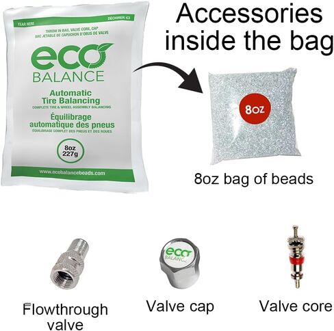 ECO Balance 03-EB4 Centrifugal Force Tire/Wheel Balancing Beads - Off-Road Vehicles, Light Duty Truck Tires, (4) 3oz Balance Bead Bags, (4) Valve Caps and Cores in Saudi Arabia