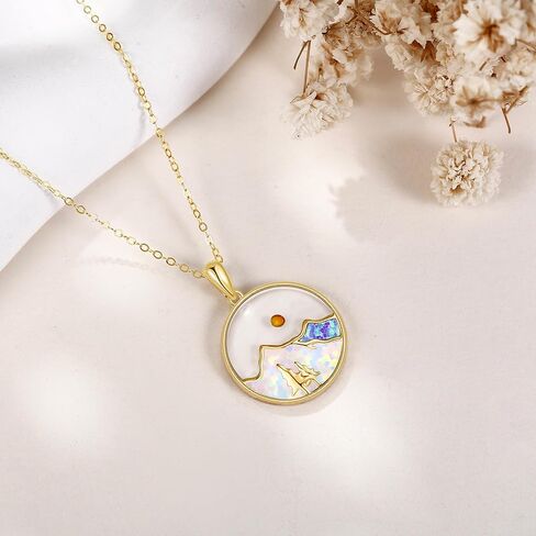 14K الذهب بذور الخردل قلادة 14K الصلبة الذهب الأصفر الإيمان يمكن أن تتحرك الجبال بذور الخردل الجبال قلادة مجوهرات للنساء الفتيات هدية المسيحية in Kuwait