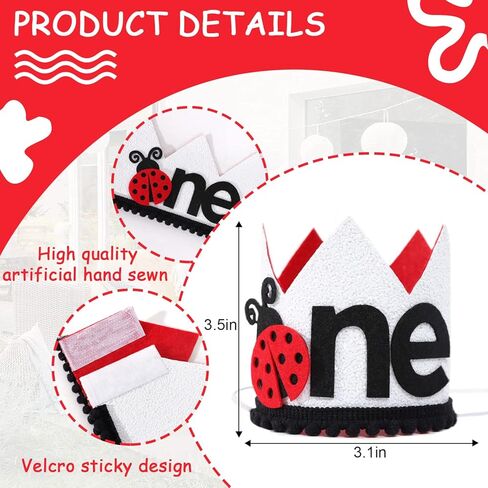 تاج/قبعة لعيد الميلاد الأول - زينة عيد الميلاد الأول للدعسوقة، تاج عيد الميلاد الأول للدعسوقة، الخنفساء الصغيرة/الدعسوقة الصغيرة الجميلة، قبعة حفلة عيد الميلاد الأولى للفتاة in Kuwait