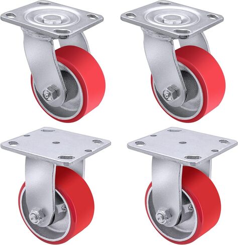 4"X 2" Heavy Duty Casters - Industrial Casters Polyurethane Caster with Strong Load-bearing Capacity 800 LB, Swivel Caster, Widely Used in Furniture,WorkBrench,Tool Box(1 Swivel) in Kuwait