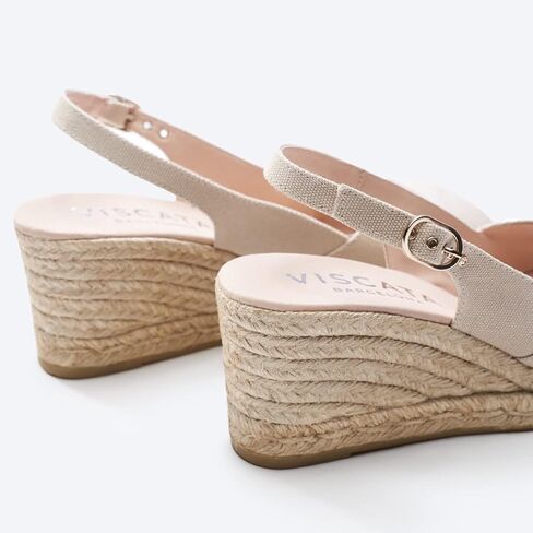 Viscata Llansa Canvas Wedge with Elegant Buckle Flattering 2 ½" Slingback Heel Women's Sandals with Breathable Organic Cotton Canvas and 100% Natural Jute Midsole for all Casual Occasions in Saudi Arabia