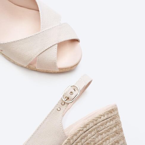 Viscata Llansa Canvas Wedge with Elegant Buckle Flattering 2 ½" Slingback Heel Women's Sandals with Breathable Organic Cotton Canvas and 100% Natural Jute Midsole for all Casual Occasions in Kuwait