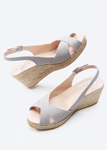 Viscata Llansa Canvas Wedge with Elegant Buckle Flattering 2 ½" Slingback Heel Women's Sandals with Breathable Organic Cotton Canvas and 100% Natural Jute Midsole for all Casual Occasions in Saudi Arabia