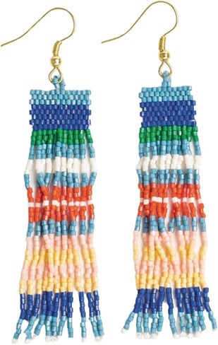 INK + ALLOY Beaded Earrings for Women Dangling, Billie Luxe Sead Bead Fringe Boho Earrings, Hypoallergenic Handmade Jewelry for the Modern Bohemian, 3.3-Inch Length in Kuwait
