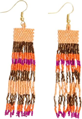 INK + ALLOY Beaded Earrings for Women Dangling, Billie Luxe Sead Bead Fringe Boho Earrings, Hypoallergenic Handmade Jewelry for the Modern Bohemian, 3.3-Inch Length in Saudi Arabia