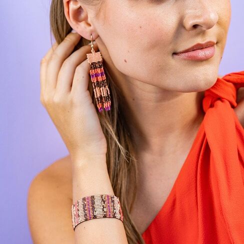 INK + ALLOY Beaded Earrings for Women Dangling, Billie Luxe Sead Bead Fringe Boho Earrings, Hypoallergenic Handmade Jewelry for the Modern Bohemian, 3.3-Inch Length in Saudi Arabia