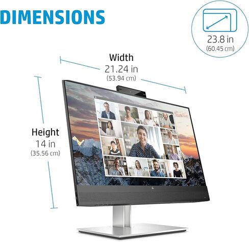 شاشة مؤتمرات HP E24m G4 Full HD 23.8 بوصة USB-C 5 مللي ثانية 75 هرتز IPS كاميرا ويب مكبر صوت مدمج 5 ميجابكسل تركيز تلقائي VESA قابل للتركيب وقابل للتعديل ارتفاع وإمالة دوارة زاوية عرض أفقية (متجددة) in Saudi Arabia
