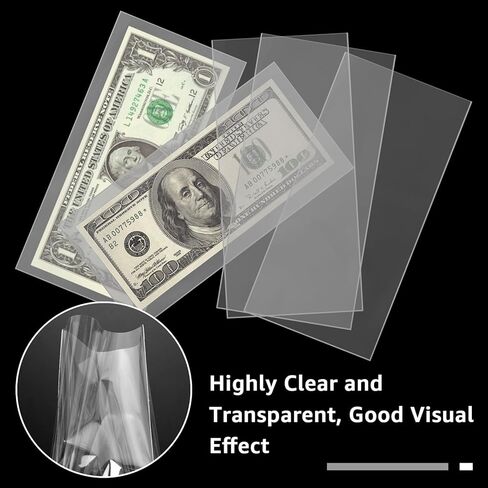 APACALI 500 قطعة من أكمام فاتورة الدولار مع 5 حافظة لهواة التجميع، حامل فاتورة الدولار البلاستيكي وأكمام مجموعة الأموال وأكمام الأوراق النقدية لتخزين جامعي in Kuwait