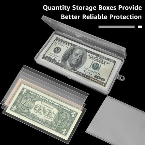 APACALI 500 قطعة من أكمام فاتورة الدولار مع 5 حافظة لهواة التجميع، حامل فاتورة الدولار البلاستيكي وأكمام مجموعة الأموال وأكمام الأوراق النقدية لتخزين جامعي in Kuwait