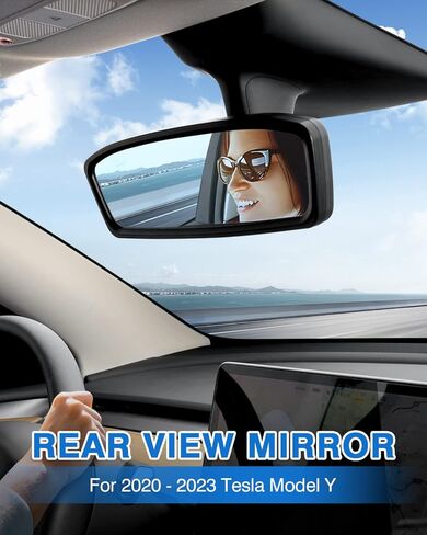 مرآة الرؤية الخلفية لملحقات Tesla Model Y 2020 2021 2022 2023 زاوية واسعة مضادة للوهج تقلل البقع العمياء داخل مرآة الرؤية الخلفية البانورامية قطعة واحدة (عدسة زرقاء) in Kuwait