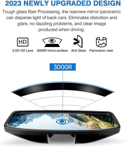 مرآة الرؤية الخلفية لملحقات Tesla Model Y 2020 2021 2022 2023 زاوية واسعة مضادة للوهج تقلل البقع العمياء داخل مرآة الرؤية الخلفية البانورامية قطعة واحدة (عدسة زرقاء) in Kuwait